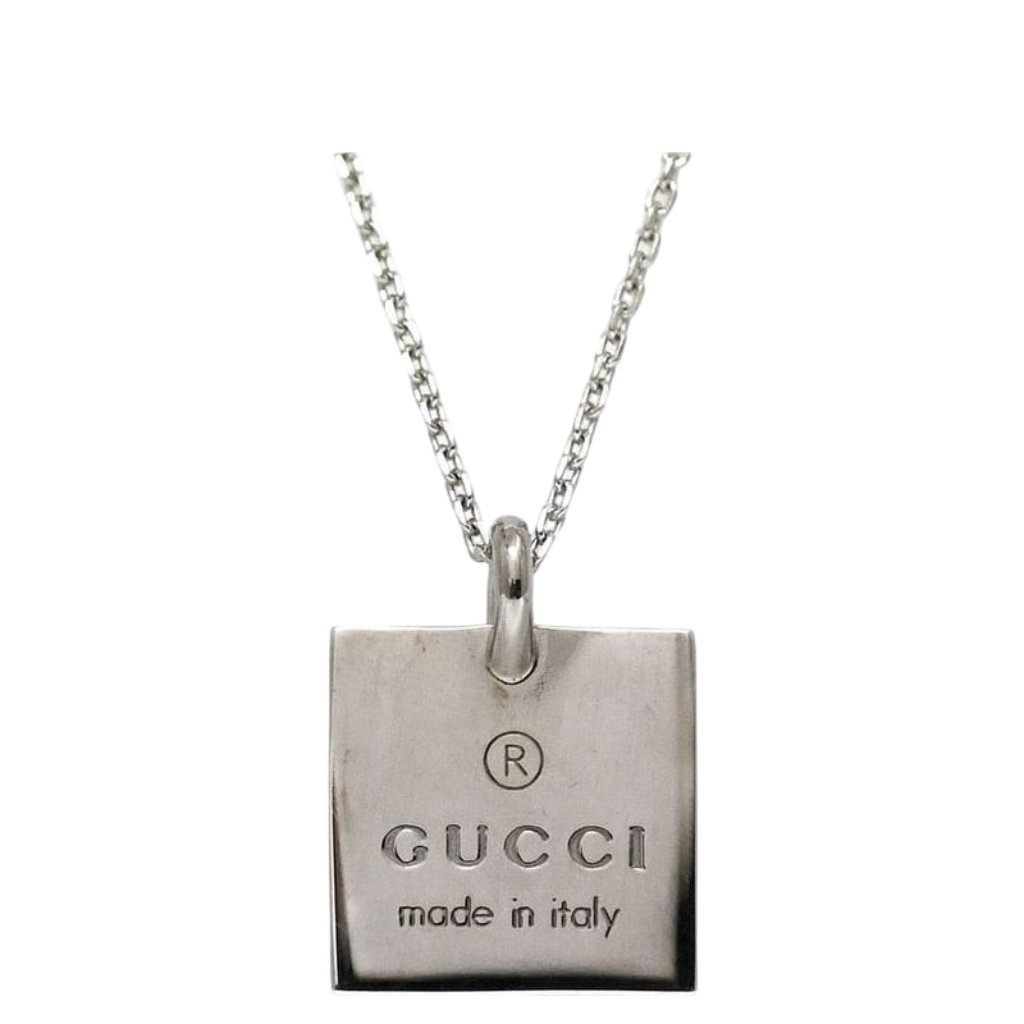 Gucci Square Logo Plate Necklace Silver